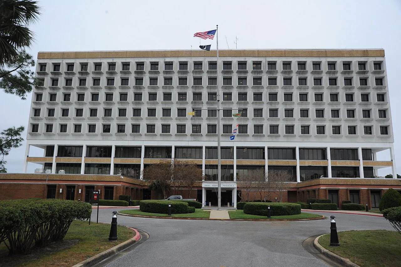 Front exterior of Naval Hospital Pensacola photographed in 2013